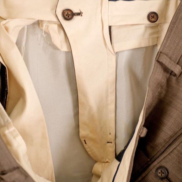 Brooks Brothers 1818 Madison Wool Beige Birdseye Pleated Cuff Dress Pants 38/30 - Picture 8 of 8